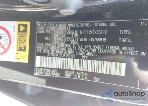 2018 Toyota Highlander Limited Platinum z USA, uszkodzony, nr VIN 5TDDZRFH7JS498107